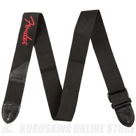 Fender 2" Black Polyester Logo Straps (Black with Red Logo)《ストラップ》