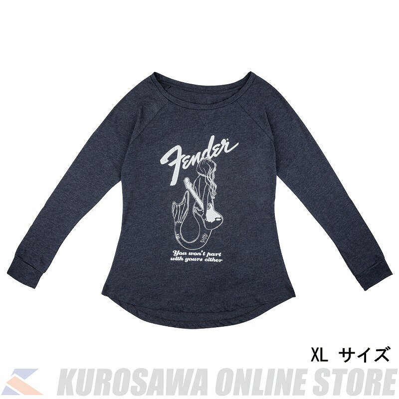 -Fender Mermaid Women's Long Sleeve, Navy- フェンダーを象徴するStratocasterをモチーフにしたロングスリーブTシャツに込められたメッセージ 「You won’t part with yours either」これは単なる広告メッセージではなく、私たちが世界一のギター、ベース＆アンプメーカーであるという自信を表しています。 ※商品画像はサンプル画像となります。 -SPECIFICATIONS- カラー：Navy 原産国：CN 素材：60/40 Cotton Poly モデル番号：9190145606 スタイル：T-Shirt