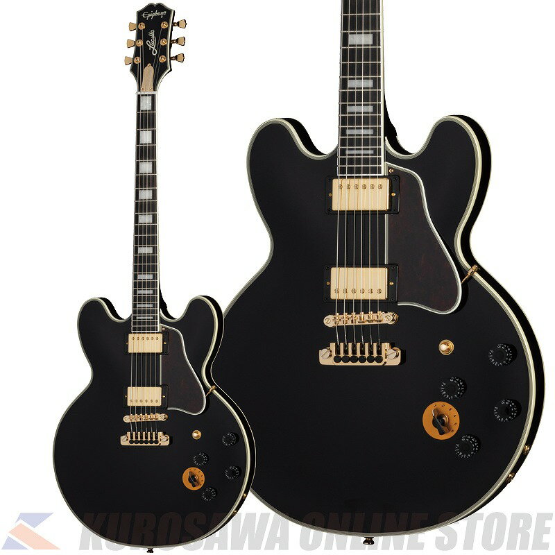 -B.B. King Lucille- ブルース界の帝王であるB.B.キングの名を冠した数々のモデルをベースとして、Epiphone B.B. King Lucilleは、 彼が長年にわたって演奏してきた様々なGibson ESモデル(そのどれもが“ルシール”と名付けられていた)からインスピレーションを得て製作されています。 ゴールド・ハードウェア、Grover Rotomatic チューナー、Graph Tech ナット、パーロイド・ブロック・インレイを施したエボニー指板、B.B.キングの名前を刻印した真鍮製トラスロッド・カバー、 ヘッドストック・フェイスのマザーオブパール・ルシール・インレイ、ボディとヘッドストックの多層バインディング、ファイン・チューナー付き TP-6 テールピース、 フィードバックを軽減するためのメイプル・センターブロックを備えたセミホロウ・ボディなど、充実した仕様の数々が盛り込まれています。 一般的なセミホロウ・ボディのギターとは異なり、B.B.King LucilleのトップにはFホールがありません。 歴代の“ルシール・モデル”においてフィードバック軽減のため本人がリクエストしてきた仕様と同様です。 6ポジションのVaritoneスイッチ、CTSポテンショメーターに接続された2基のAlnico Classic PROハムバッキング・ピックアップ、ステレオ/モノラル出力端子など、エレクトロニクスの面においても抜かりない仕上がりです。 EpiLiteケースが付属します。 ※商品画像はサンプル画像となります。 -Specification- ■Body Shape ES-335 Material 5-ply Layered Maple Binding Multi-ply Top, Back, and Headstock, Single ply Neck ■Neck Neck Maple Pro¦le Rounded C Nut width 1.693" / 43mm Fingerboard Ebony Scale length 24.75" / 628.65mm Number of frets 22 Nut Graph Tech Inlay Pearloid Blocks ■Hardware Bridge Epiphone LockTone Tune-O-Matic Tailpiece TP-6 Stop Bar with Fine Tuners Knobs Black Speed Knobs, Black Chicken Head Varitone Knob Tuners Grover Rotomatic with Keystone Buttons Plating Gold ■Electronics Neck pickup Alnico Classic PRO Bridge pickup Alnico Classic PRO Controls 2 Volume, 2 Tone, CTS Potentiometers, 6 Position Varitone Switch ■Case & SKUs Case EpiLite Case Included SKU IGBBKEBGH3