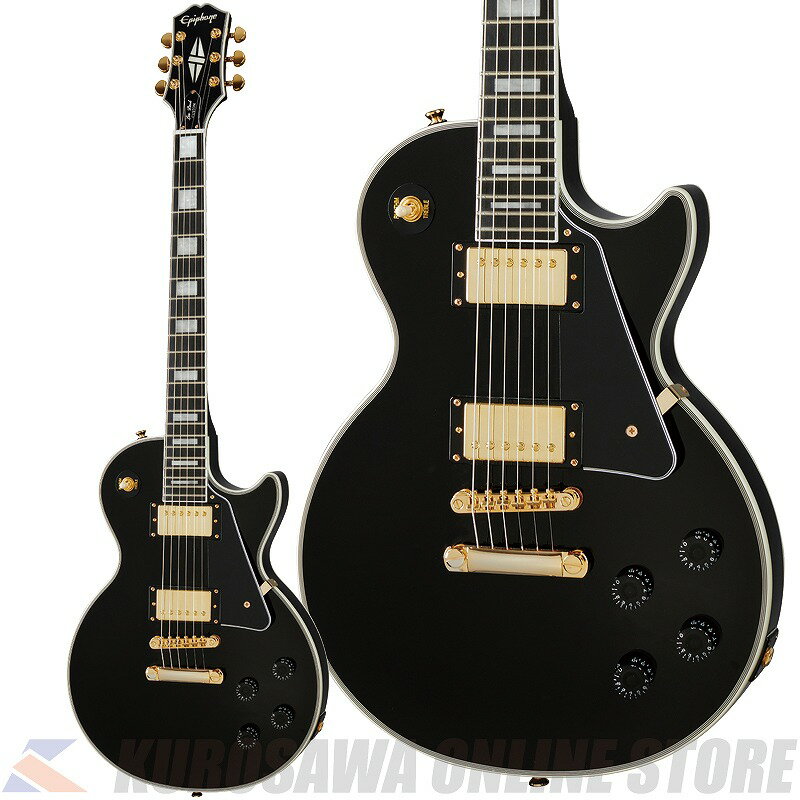 “Inspired by Gibson”コレクションとしての見直しを受け、仕様が一新されたレスポール・カスタム。 レス・ポール氏デザインによる画期的なソリッド・ボディ・ギターの傑作、レスポール・モデルのアップグレード版として、1954年にレス・ポール氏により直々に設計された50年代のレスポール・カスタムのクラシカルなデザインを継承しています。 オール・マホガニーのボディには伝統的なカスタム・バインディングが施され、60年代のSlimTaperネック・プロファイル、ブロック・インレイを具えたエボニー・フィンガーボード、エピフォンLockTone Tune-O-MaticブリッジとLockToneストップ・バー・テールピース、ヘッドストックにはカスタム・スプリット・ダイヤモンド・インレイ、ゴールド仕上げのハードウェア、エピフォンProBuckerハムバッカーの搭載など、充実の仕様を誇ります。 加えて、カラマズー・ヘッドストック、快適なプレイヤビリティを生むロールド・ネック、GraphTech NuBoneナット、CTSポット、往時の製法に則った配線など、拘りの仕様群により魅力が一層高められています。 Les Paul Custom Specifications Body Body Shape：Les Paul Body Material：Mahogany Binding：Multi-ply Custom Finish：Gloss Neck Material：Mahogany Profile：60s SlimTaper Scale Length：24.75" / 628.65mm Fingerboard Material：Ebony Fingerboard Radius：12" Number Of Frets：22 Frets：Medium Jumbo Nut Material：Graph Tech NuBone Nut Width：1.69" / 43mm Inlays：Pearloid Block Joint：Glued in; Set Neck Hardware Finish：Gold Tuner Plating：Gold Bridge：Epiphone LockTone Tune-O-Matic Tailpiece：Epiphone LockTone Stop Bar Tuning Machines：Grover Rotomatic 18:1 TrussRod：Adjustable Truss Rod Cover："Bell Shaped"; 2-layer Les Paul Custom Control Knobs：Black Speed Knobs Switch Tip：White Switchwasher：Gold Strap Buttons：Gold Pickup Covers：Gold Electronics Neck Pickup：Epiphone ProBucker-2 Bridge Pickup：Epiphone ProBucker-3 Controls：1 - Neck Volume, 1 - Bridge Volume, 1 - Neck Tone, 1 - Bridge Tone, 1 - Three Way Pickup Selector Pickup Selector：3-way Epiphone toggle Output Jack：1/4" Miscellaneous Strings：.010, .013, .017, .026, .036, .046