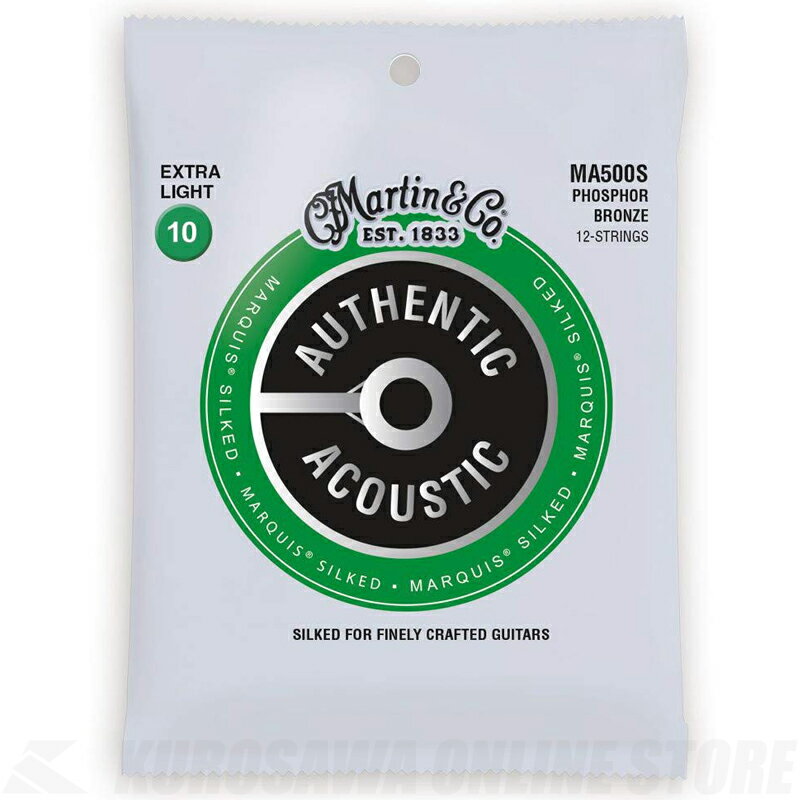 【店頭在庫品即納】【ネコポス可】Martin/マーティン弦 MA500S-AUTHENTIC ACOUSTIC Marquis Silked-12Stg, Phospher Bronze,Extra Light.010-.047 【G-CLUB渋谷】