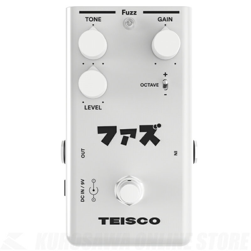 -Teisco FUZZ PEDAL-70年代のジリジリとした、シリコンFuzzサウンドにインスピレーションを受け、 切り替えスイッチにより毛羽立つアッパーオクターブファズサウンドまでカバーできる使い勝手の良いFuzzペダルです。 -SPECIFICATIONS- ●Controls: Level, Gain, Tone, Octave On/Off ●Power: Standard 9V DC with 2.1mm center-negative barrel ●Current: 30mA ●Switching: True bypass, relay switching ●Dimensions: 72 x 132 x 31.4 mm (w/o feet, 32.8 mm w/ feet)