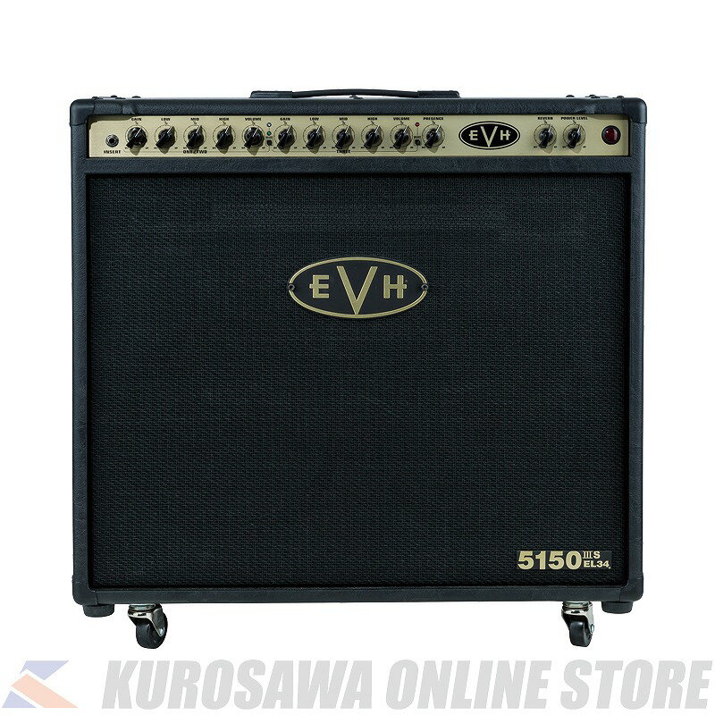 -5150III 50W EL34 2x12 Combo- EVH 5150III 50W EL34 2x12 Comboは、ダイナミックコンプレッションとサチュレーションを昇華し、豊かな倍音とよりモダンなブリティッシュサウンドを実現し、エディ・ヴァン・ヘイレンの名を冠するにふさわしいサスティーンと汎用性を備えたコンボアンプです。 ゲインとボリュームレベルマッチングを可能にする柔軟な独立式デュアルコンセントリックコントロールを搭載したこの50W出力の真空管コンボアンプは、3種類の異なるゲインキャラクターを有するチャンネルを搭載し、煌めくようなクリーン、タイトなクランチ、そしてソウルフルなリードなど、あらゆるプレイスタイルに対応するサウンドを鳴らすことができます。 倍音豊かなクリーントーンを実現するチャンネル1は、クリーンとコンプレッショントーン、チャンネル2はオーバードライブ〜ヘヴィゲイン、チャンネル3は高密度のハイゲインディストーションまでカバーします。チャンネル1と2は、ゲインとボリュームをデュアルコンセントリックにコントロールし、共通のEQ（ロー、ミッド、ハイ）コントロールが可能です。チャンネル3には、独自のゲイン、ボリューム、EQ（ロー、ミッド、ハイ）を搭載。 また、3つのチャンネル共通のプレゼンス、レゾナンス、リバーブコントロールも装備しています。 2基のスペシャルデザイン12インチEVH Celestionスピーカーを搭載した本モデルは、7本のJJ ECC83（12AX7）プリ管、2本のJJ EL34パワー管、フロントパネルで50ワットから1ワットまで調整可能なパワー出力セレクターを搭載しています。 その他、カスタムヴォイシングされた超ハイゲインプリアンプデザイン、シングルインストゥルメント入力、リアパネルで選択可能な出力インピーダンス（4、8、16Ω）とペアリングされたパラレルスピーカー出力、リアパネルのMIDI入力とプリアンプ出力、リアパネルのエフェクトループとヘッドフォンジャック（パワーアンプミュート機能付き）、リバーブと3つのチャンネルすべてをコントロールする4ボタン式フットスイッチなど、プレミアムな機能をフィーチャーします。 ブラックにカラリングされたキャビネットはバーチ材で構成されており、内部に特殊なバッフルを内蔵しているため、タイトな低音のレスポンスが得られます。 コントロールパネルにはブラックとゴールドのストライプモチーフが施され、ブラックのヴィンテージスタイルのチキンノブ、赤色のLEDジュエル・インジケーター、成形されたブラックプラスチック製トップハンドル、運搬に便利なキャスターが装備されています。 高品質アンプカバーをアクセサリーとしてご用意しています。 ※画像はサンプルとなっております。実際の商品とは若干異なる場合がございますのであらかじめご了承下さい。 Specification 原産国：MX カラー：Ivory アンプタイプ：Tube コントロールノブ：White Chicken-Head Style Pointer 入力：One - 1/4", MIDI (rear) レクティファイアー：Solid State キャビネット：7-Ply 3/4" Birch Maple ハンドル：Spring-Loaded Side (2) and Molded Plastic Top (1) スピーカー：Two - 12" Celestion EVH G12H 30W Anniversary Series インピーダンス：4, 8, or 16 ohms パワーチューブ：2 x JJ 6L6 プリアンプチューブ：7 x JJ ECC83S (12AX7) 寸法：18.00x18.00x34.00 IN 重量：84.00 LB