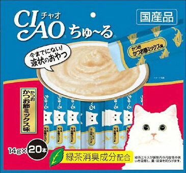 いなば チャオ ちゅーる（ちゅ〜る）かつお かつお節ミックス味 14g×20本【キャットフード/猫用おやつ/猫のおやつ・猫のオヤツ・ねこのおやつ】【いなば チャオ（CIAO）】【猫用品/猫（ねこ・ネコ）/ペット・ペットグッズ/ペット用品】