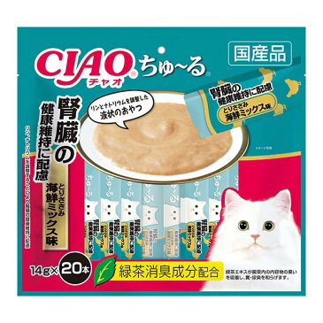 いなば ちゅーる（ちゅ〜る） 20本入り 腎臓の健康維持に配慮 とりささみ 海鮮ミックス味 14g×20本【国産品】【キャットフード/ウェット/おやつ/スナック/トリーツ】【いなば チャオ（CIAO）】【猫用品/猫（ねこ・ネコ）/ペット・ペットグッズ/ペット用品】