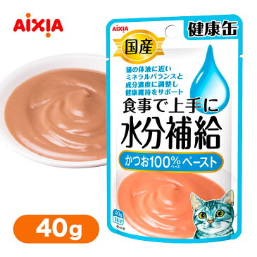 8/20限定【最大P10倍＆1000円OFFクーポン】国産 健康缶 パウチ 水分補給 かつおペースト 40g ■ キャットフード 猫 ウェット 水分補給 健康維持 アイシア