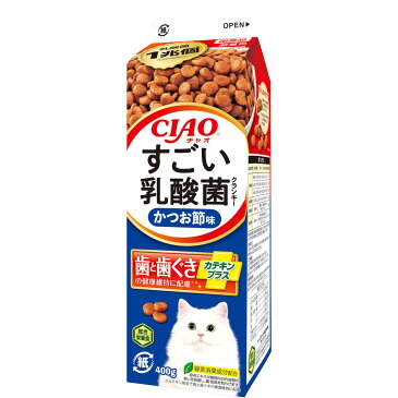 いなば CIAO すごい乳酸菌 クランキー 牛乳パック かつお節味 400g ■ 国産 キャットフード ドライ 猫 チャオ