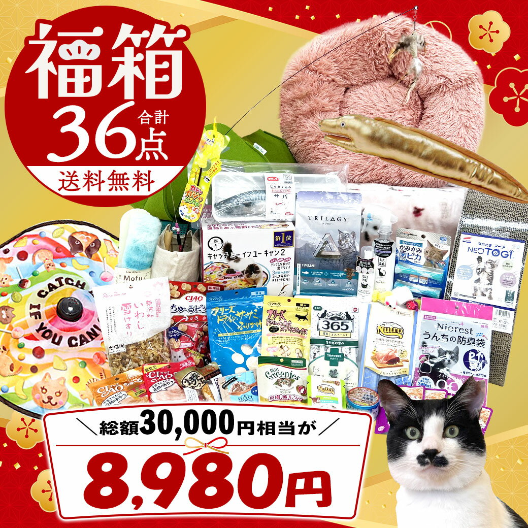 ＼ 予約販売開始 ／ 2026年 猫用 福箱 ゆく年くる年 福袋 詰め込みすぎっ！袋に入らなくて福箱になっちゃいました♪ 猫 おもちゃ おやつ 雑貨 詰め合わせ 豪華にゃんこセット
