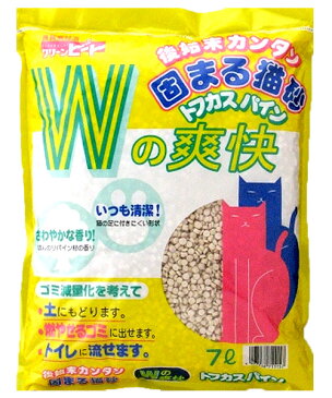 猫砂 ペグテック 後始末カンタン固まる猫砂 Wの爽快 トフカスパイン 7L 【木系の猫砂/ねこ砂/ネコ砂】【猫の砂/猫のトイレ】【猫用品/猫（ねこ・ネコ）/ペット・ペットグッズ/ペット用品】