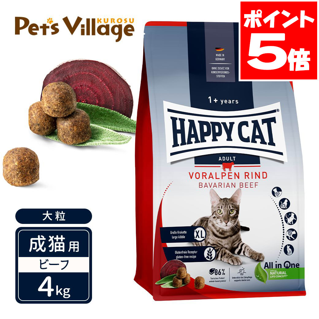 ハッピーキャット カリナリー 成猫用 バイエルン ビーフ 大粒 4kg 送料無料