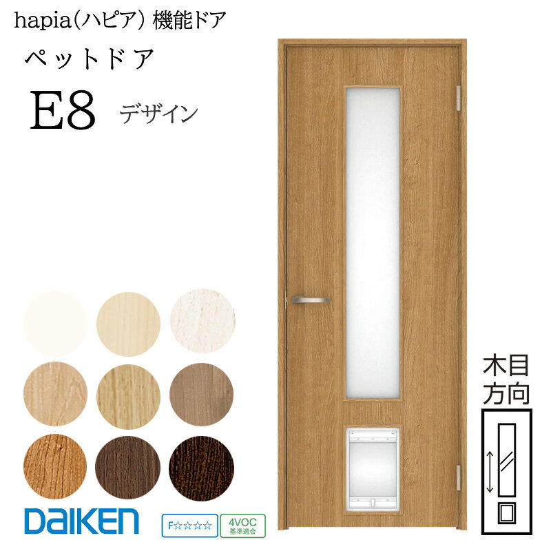 DAIKEN hapia ペットドア「 E8デザイン 」「キズ防止シートタイプ」 扉 枠 ハンドル 丁番 セット 見切..