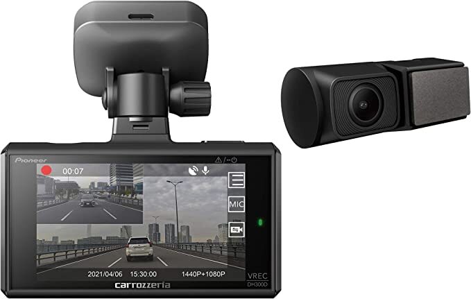 VREC-DH300D　ドライブレコーダー　前後2カメラ パイオニア ドラレコ 前370万画素 後200万画素 3インチ 前WQHD 後フルHD 駐車監視対応 対角前135º 後128º 連続 衝撃 手動 駐車録画 microSD(16GB) 付 カロッツェリア