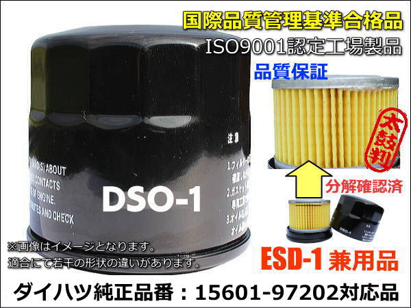 オイルフィルター/エレメント DSO-1/ESD-1 (50個セット)/純正品番ダイハツ・トヨタ・スバル15601-B2010/スズキ16510-81420/日産AY100-KE002/マツダ1A02-14-300C/ミツビシMQ504532