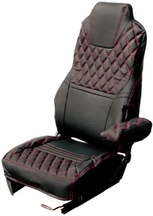 595344ジェットイノウエ COMBI車種別シートカバー　クオン　黒／赤糸