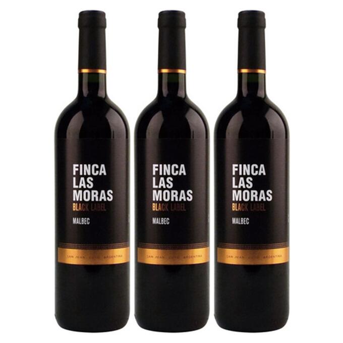 楽天車屋酒店【送料無料】【オトクな3本セット】【マルベック】ラス・モラス 　ブラック・ラベル　マルベック　 750ml　3本　赤ワイン　Las Moras Black Label Malbec　アルゼンチン　アルゼンサート認証　サン・ファンが誇るゴールドメダル受賞多数のマルベック