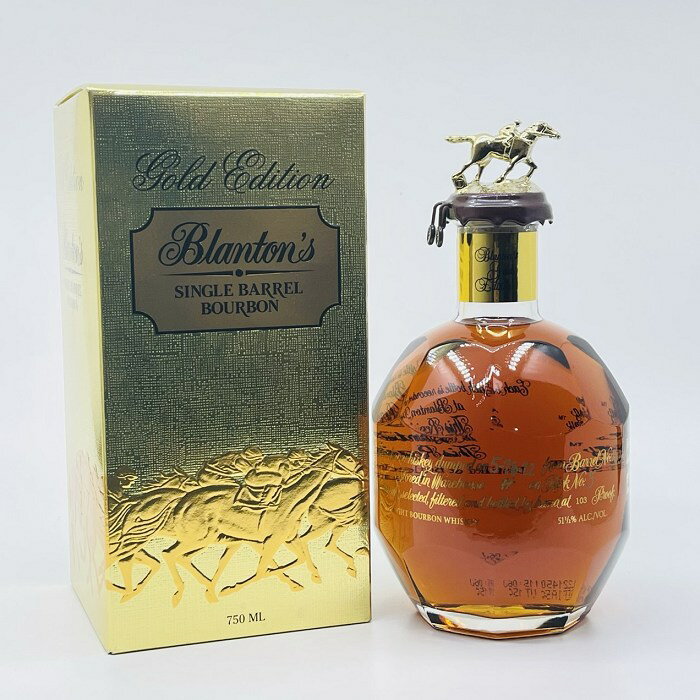 【送料無料】 ブラントン　ゴールド　シングルバレルバーボンウイスキー　Blanton's　SFWSC銀賞　 巾着付　51.5％　750ml 　アメリカ　ケンタッキー ブラントンゴールド 【正規品】 ※蓋の飾りはお選びいただけません。