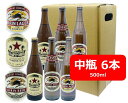 【送料無料】瓶ビール 中瓶 ラガー飲み比べ6本セット サッポロ ラガービール 赤星 キリン クラシックラガー キリンラガー 中瓶 500ml SAPPORO あかぼし 国産 瓶ビール 家飲み 晩酌 瓶ビール好き 瓶ビールが旨い ラガービール好き ギフト