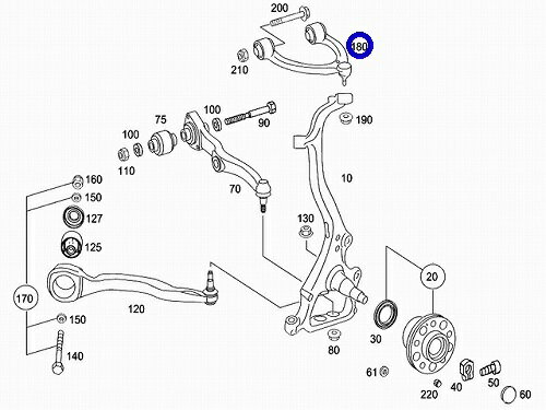 【1年保証付き】ベンツ W221 W216 フロント アッパーアーム／コントロールアーム 左側 (2213309007／2213300407)