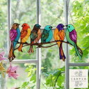 【送料無料】 サンキャッチャー 鳥 6羽の鳥 止まり木 動物 アニマル 花 ボタニカル アクリル 植物 窓辺 インテリア おしゃれ 玄関 デザインプレート 壁掛...