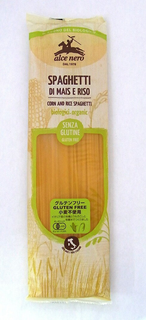 有機とうもろこし粉・米粉使用ほんのり甘く、もちっとした食感◆有機JAS認定品◆小麦粉・乳化剤不使用◆グルテンフリー◆通常のパスタ同様パスタソースとあえて、またはサラダやスープ等に◆太さ1.8mm◆茹で時間8〜10分 【原材料】：有機とうもろこし粉・米粉（イタリア産） 【開封前賞味期限】製造日より常温で3年販売元：日仏貿易