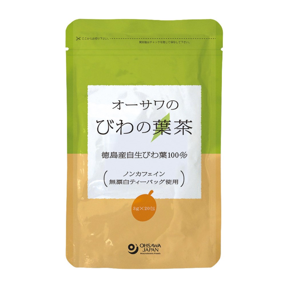 徳島産自生びわ葉100％　香りよく、ほのかな甘み ◆3〜5分煮出す◆1包で約1L分◆ティーカップでも手軽に飲める◆無漂白ティーバッグ使用◆ノンカフェイン500ml〜1Lの沸騰したお湯に1包入れて3〜5分煮出してください。ティーカップに1包とお湯150mlを入れても飲みいただけます。(煮出しよりは薄めになります)原材料：ビワの葉（徳島産）賞味期限：常温で2年販売元：オーサワジャパン