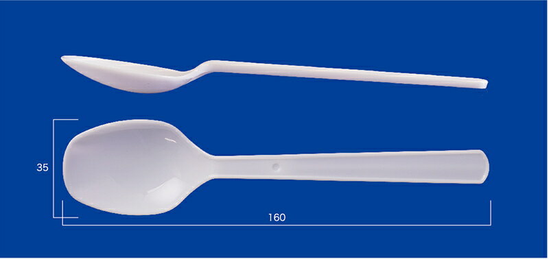 日本製 (有) アサヒ徳島 プラスチック 使い捨て スプーン #160 ( 160mm ) バラ 白 100本