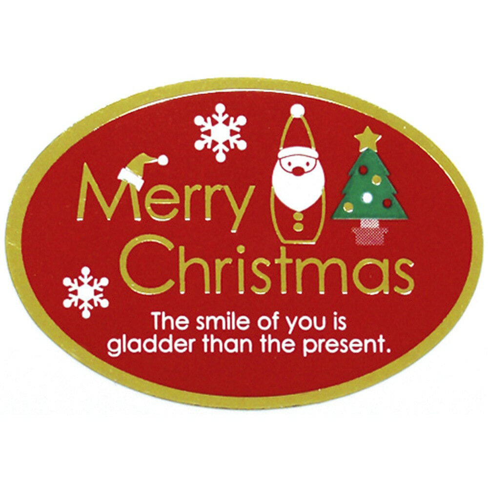 ササガワ クリスマス Xmas クリスマスプレゼント ラッピング シール ギフトシール / 少量販売 メリークリスマス Merry Christmas 赤 サン...