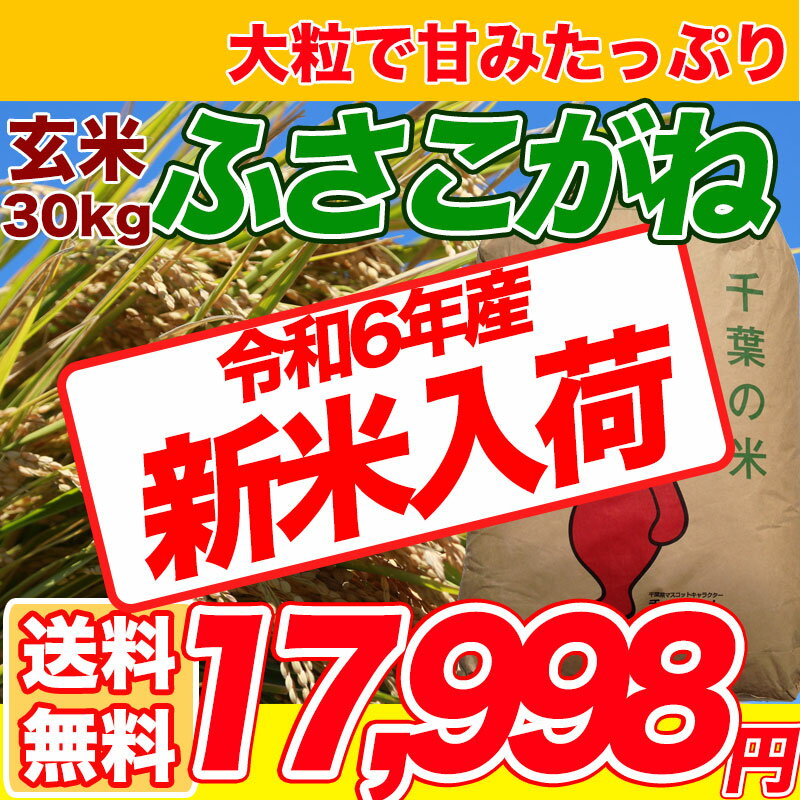 【令和4年産新米入荷】 千葉県 ふさこがね 玄米 30kg コシヒカリを超えたうまさ 玄米食でも安心の選別済玄米30キロ 【送料無料】【精米無料】 精米(白米)発送可 【オススメ】【売れ筋】