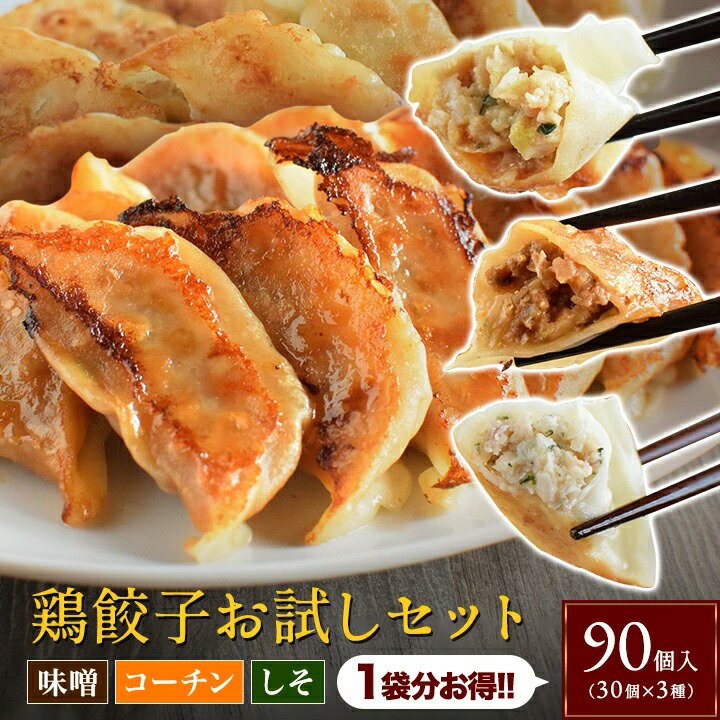 ＼おひとり様1回限り／三種の餃子を1度に食べ比べ！！名古屋コーチン餃子【30個入り1袋】八丁味噌名古屋コーチン【30個入り1袋】しそ餃子【30個入り1袋】餃子 冷凍餃子 餃子 送料無料 お試し 生餃子 冷凍生餃子 食品 惣菜 中華 鶏肉のサムネイル