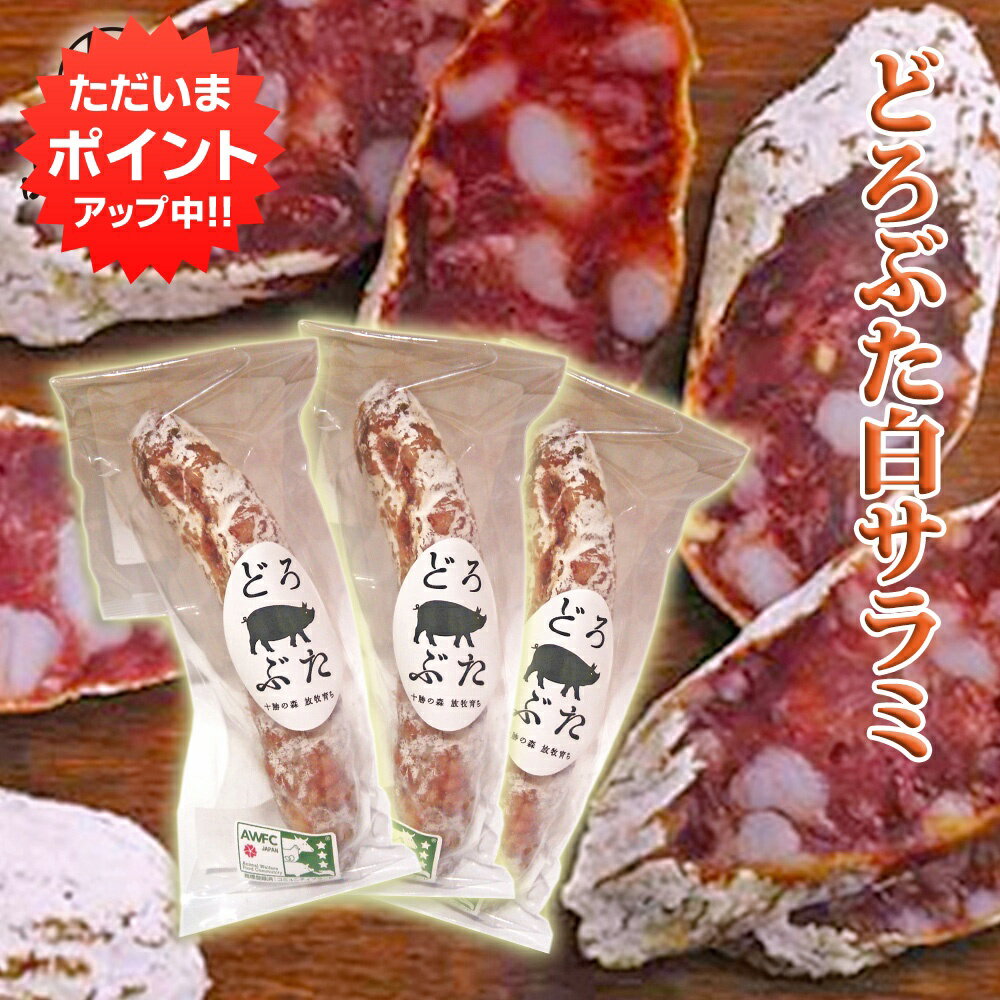 サラミ 【0の付く日P5倍！】どろぶた白サラミ1本 約80g （3個セット） 北海道 十勝 帯広 ランチョ エルパソ 放牧豚 さらみ ご当地 お土産 お取り寄せ プレゼント ギフト 贈答 御中元 お中元 母の日 父の日