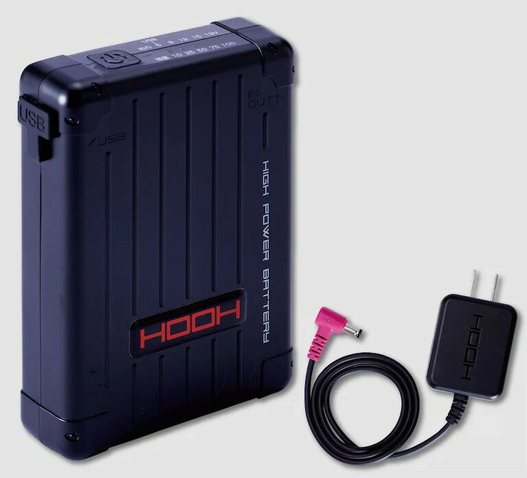 村上被服 HOOH 快適ウェア用 バッテリーセット　V1901　大容量20000mAh 　最大19V　バッテリー　充電器セット　ファン ケーブル別 （別売り）