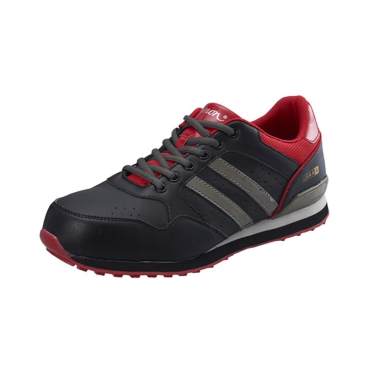 シモン　安全靴　短靴　NS 811 黒　レッド JSAA A種　規格　鋼製　先芯　スニーカー 紐　現場　作業　セーフティーシューズ