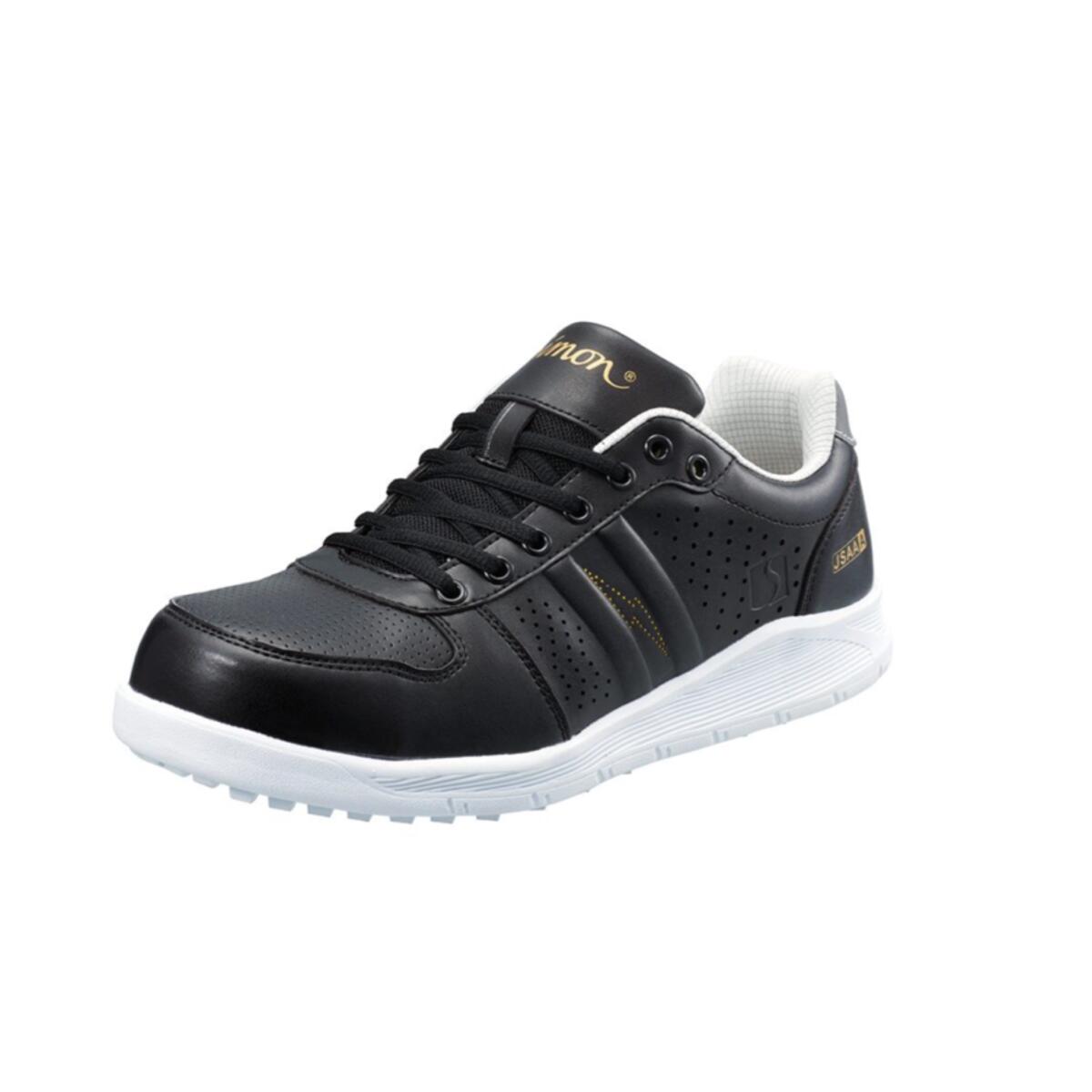 シモン　安全靴　短靴　NS 611 黒　静電　耐滑　反射　 JSAA A種　規格　鋼製　先芯　抗菌　防臭材入　スニーカー 紐　現場　作業　セーフティーシューズ