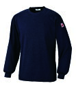 在庫限り!! アリオカ MaxDyna MD802 防炎長袖Tシャツ S~5L ネイビー 防炎素材 防縮素材 吸汗 インナー 防炎加工 作業服 作業着 ※