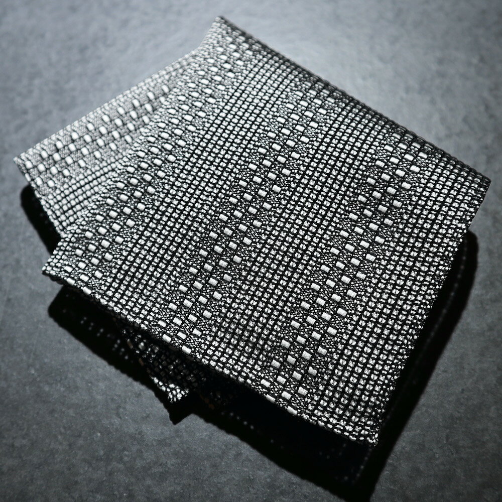トラッド 日本製 形態安定ポケットチーフ グレー系×柄
