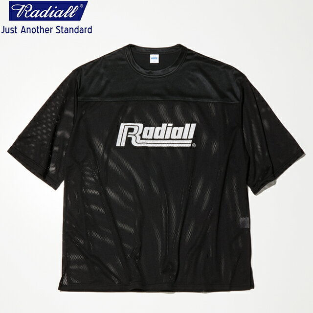 RADIALL ラディアル LAIDBACK - CREW NECK T-SHIRT S/S メッシュ フットボールシャツ BLACK