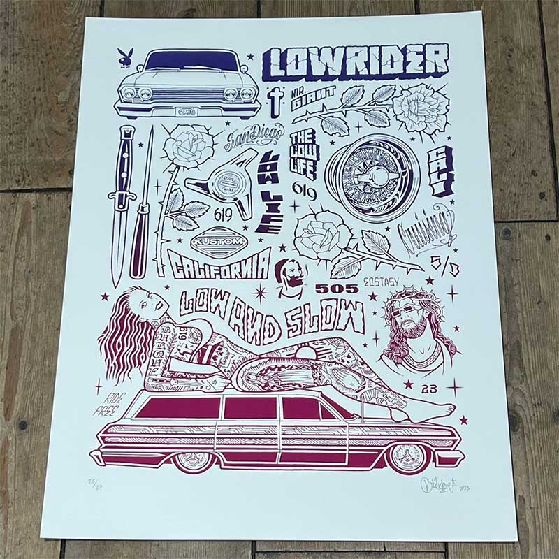 -2- MIKE GIANT マイクジャイアント "LOWLIFE" POSTER ポスター WHITE/NAVY-PURPLE