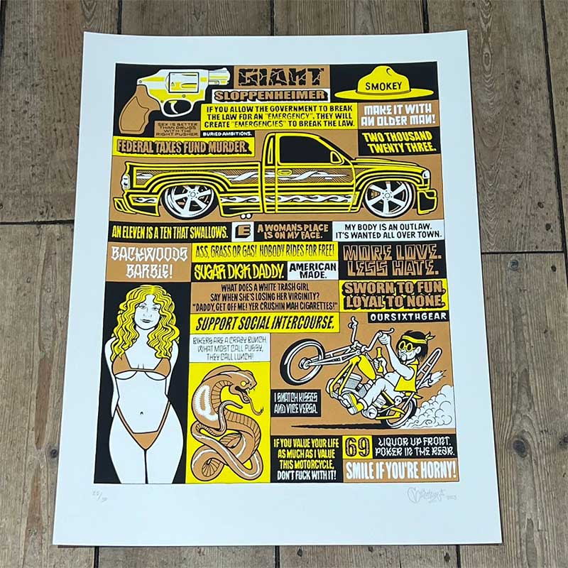 -11- MIKE GIANT マイクジャイアント "SLOPPENHEIMER" BROWN/YELLOW POSTER ポスター