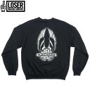 6000円SALE!! / 【LOSERMACHINE(LOSER MACHINE)】 ルーザーマシーン　BUZZARD CREW FLEECE SWEAT BLACK 40