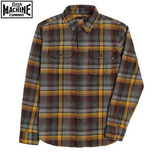 【LOSERMACHINE(LOSER MACHINE)】 ルーザーマシーン x SUAVECITO POMADE スアベシート SUAVECITO FLANNEL SHIRT 長袖 フランネルシャツ GREY/GOLD