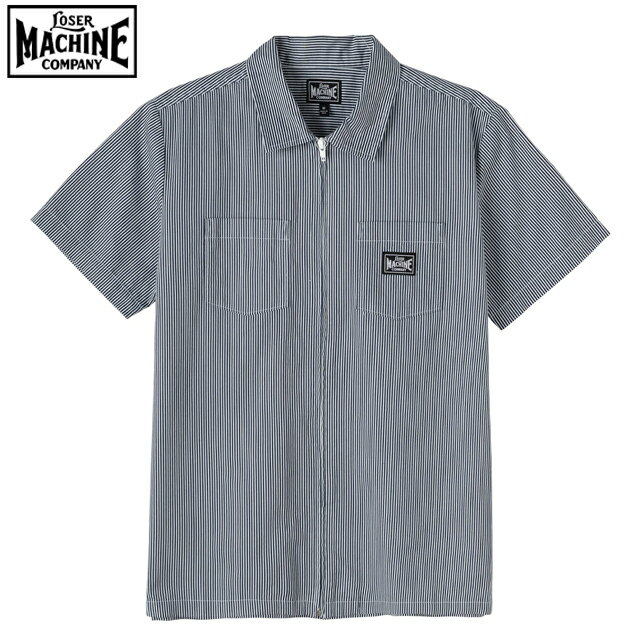 LOSERMACHINE(LOSER MACHINE)】 ルーザーマシーン MONTES ZIP S/S SHIRT 半袖ジップシャツ WHITE/INDIGO