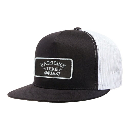 HARD LUCK ハードラック OLD ENGLISH PATCH TRUCKER MESH CAP メッシュキャップ BLACK/WHITE HARD LUCK ハードラック OLD ENGLISH PATCH TRUCKER MESH CAP メッシュキャップ BLACK/WHITE