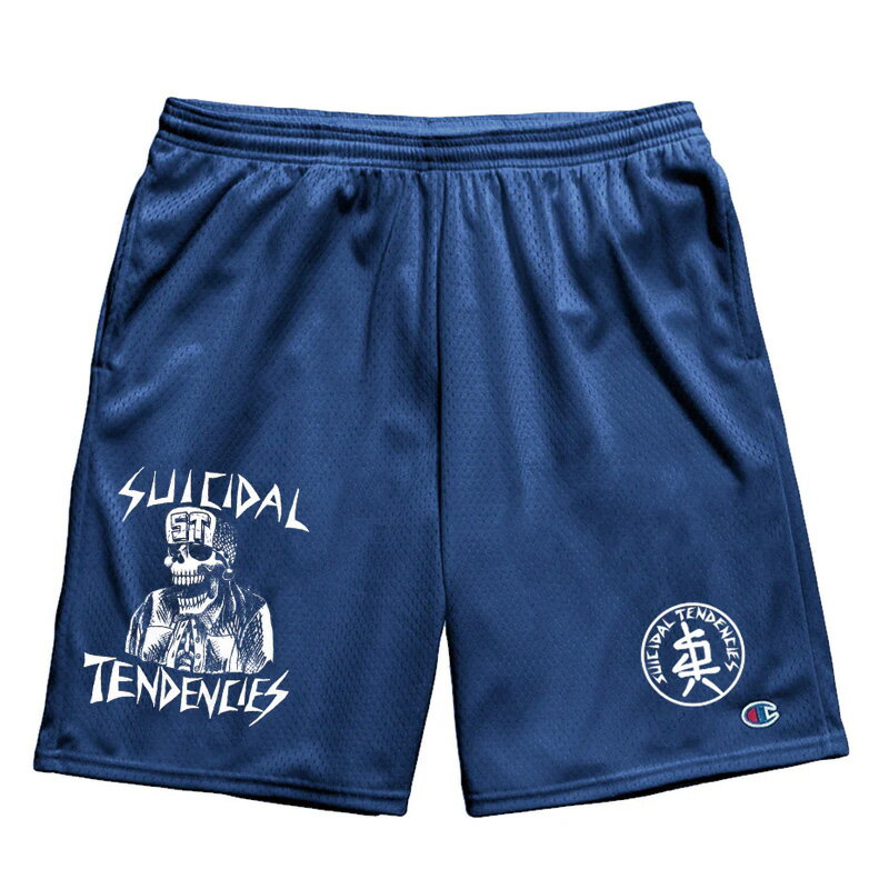 SUICIDAL TENDENCIES スイサイダルテンデンシーズ FLIP SKULL MESH SHORTS COLOR-NAVY