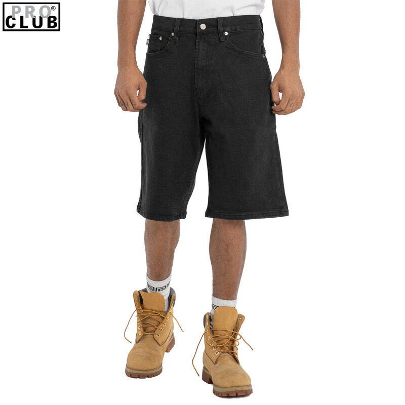 乐天商城 - PRO CLUB プロクラブ #32PC0603 RELAXED FIT DENIM SHORT デニムショーツ Color: BLACK