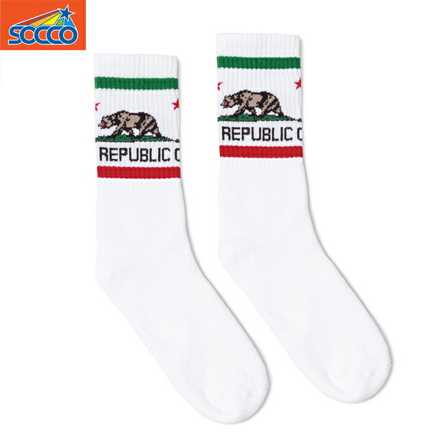 SOCCO CREW SOCKS(スネ丈） ソッコー ソックス CALI BEAR WHITE