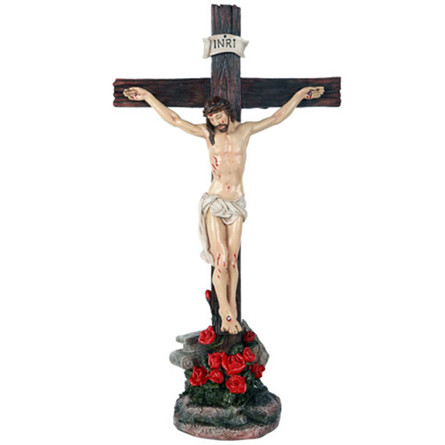 JESUS ON CRUSIFIX 高さ約39CM COLD CAST RESIN 置物 1