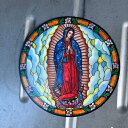 GUADALUPE STAINDGLASS STICKER ステンドグラスステッカー 14.5CM 直径14.5CM ガラスに貼るステンドグラス風ステッカー 貼ってはがすことができる接着力の弱い柔らかいステッカーです　