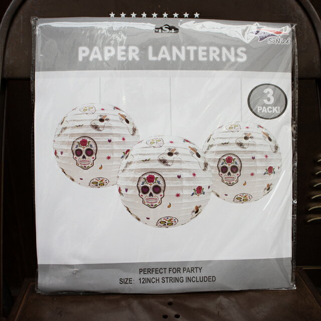 SUGAR SKULL PAPER LANTERNS y[p[^ 3PACK 12INCH 30CM