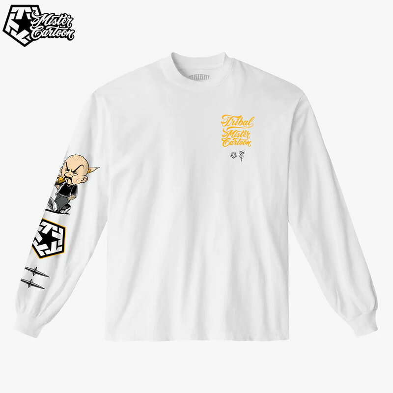TRIBAL STREETWEAR トライバル ストリートウェア x MISTER CARTOON ミスター・カートゥーン LONGSLEEVE TEE ロンT WHITE