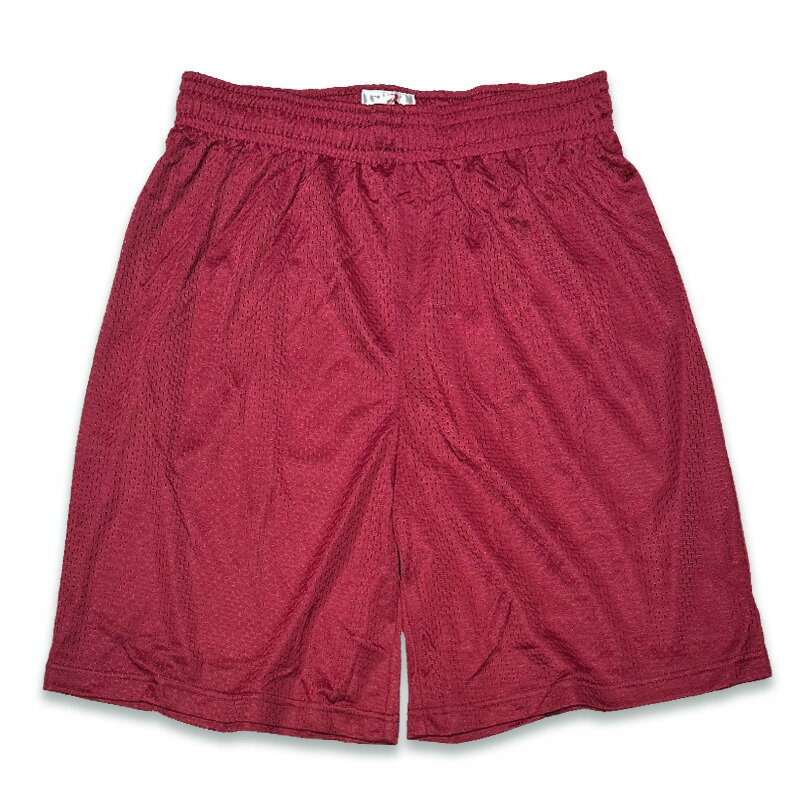 BADGER 7209-MESH SHORTS 9inch COLOR*CARDINAL (BURGUNDY)
